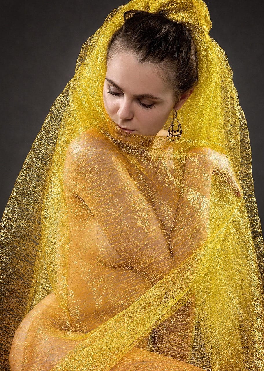 why-choose-us woman, tulle, gold, body, cover, character, pose