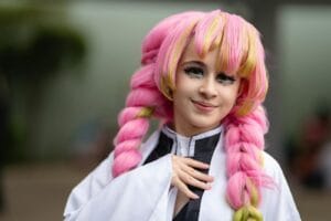 Vibrant anime cosplay portrait captured outdoors in San José, Costa Rica.