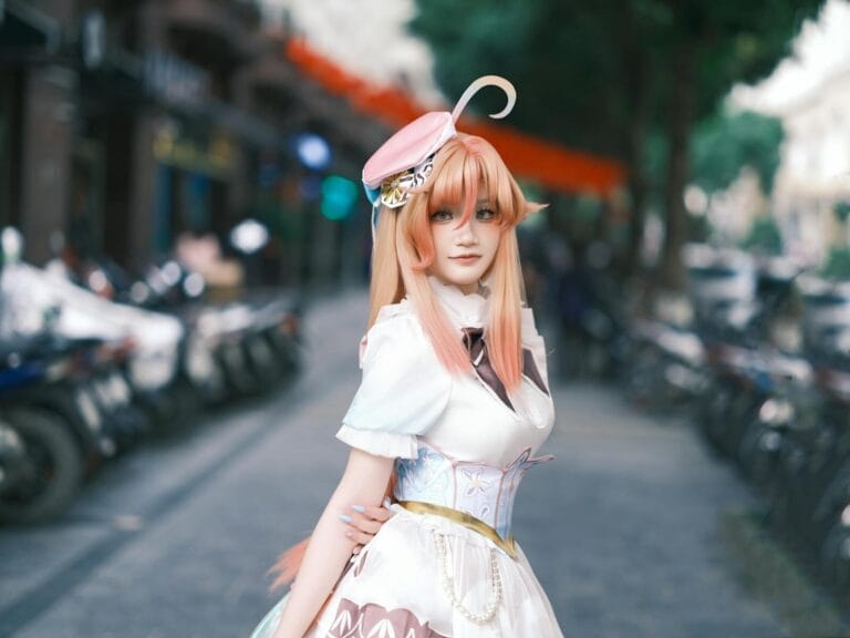 Character Ai Story Prompt Generator 27 A Cosplay Enthusiast Poses In Light Pastel Attire On A Bustling City Street.