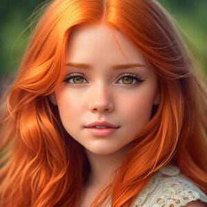 ai generated, woman, face, graceful, beauty, cosplay, expression, female, costume, curly hair, red hair, portrait