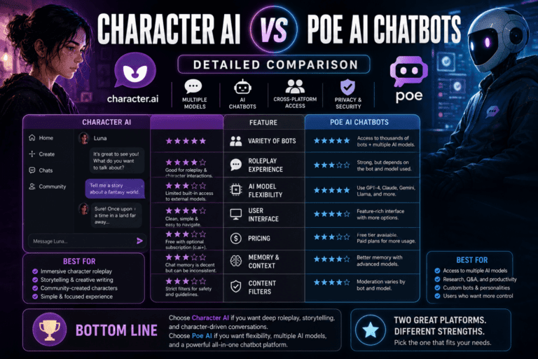 Character Ai Vs Poe Ai Chatbots Detailed Comparison